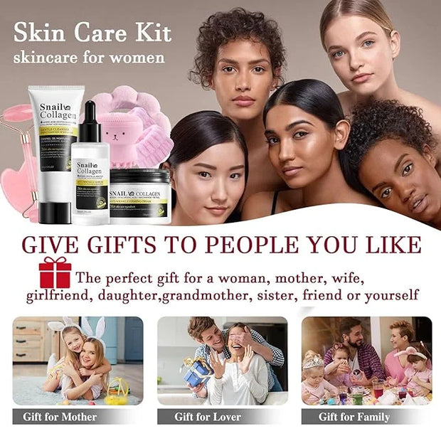 All About Snail Mucin Kit - Anti Aging Skin Care Set for Women - Hydrating Skin Care Routine Kit for Women with Cleanser ,...