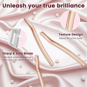 Eyebrow Razor-Face Razors for Women-Dermaplaning Tool for Face Exfoliation & Peach Fuzz with 12 Refill Blades-Facial Derma...