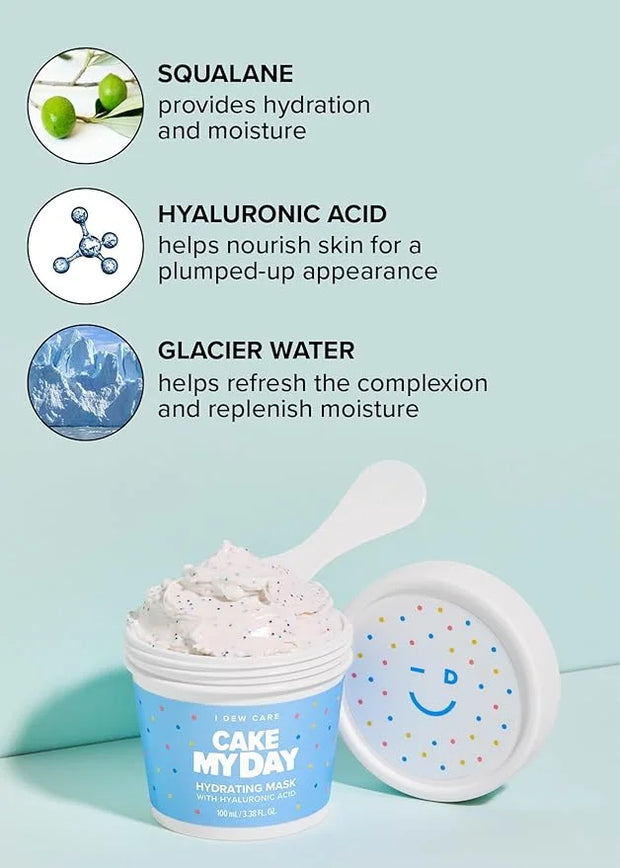 I DEW CARE Wash Off Face Mask - Cake My Day | With Hyaluronic Acid, Self Skin Care, Facial Treatment, Vegan, Cruelty-Free,...