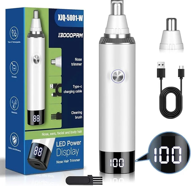 Ear & Nose Hair Trimmer with LED Display for Men Women,Painless USB Rechargeable Eyebrow & Facial & Nose Hair Trimmer Clip...