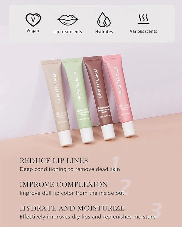 Tinted Lip Butter Balm,3 Colors Hydrating Lip Balm Lip Gloss Vanilla Sheer Tint Stain Non-Sticky Lip Glow Oil for Instant ...