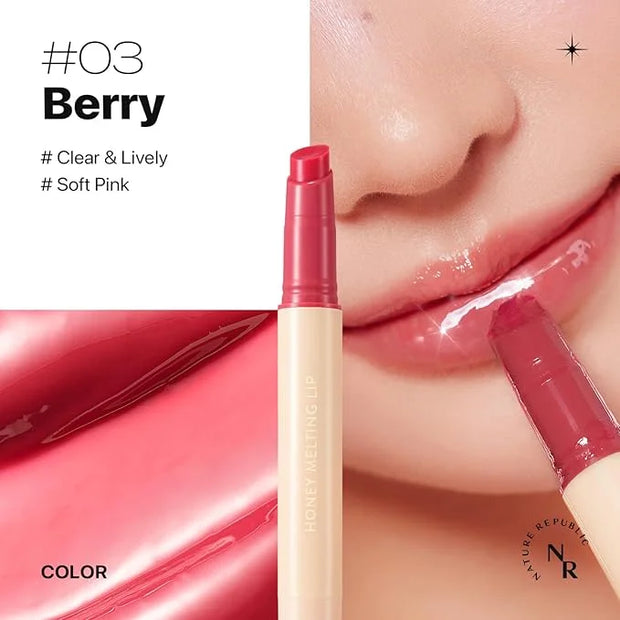 Nature Republic HONEY MELTING LIP (03 BERRY) SOFT LIP STICK, Hydrating Gloss, Moisturizing balms, Sheer tint, Shine & Glow...