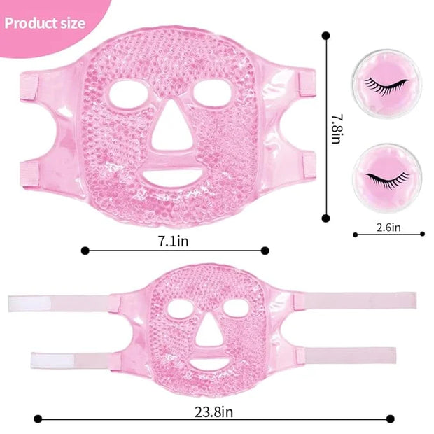 Cold Face Eye Masks Ice Face Mask Hot Cold Compress For Dark Circles, Puffiness, Migraines, Headache, Stress, Redness, Coo...