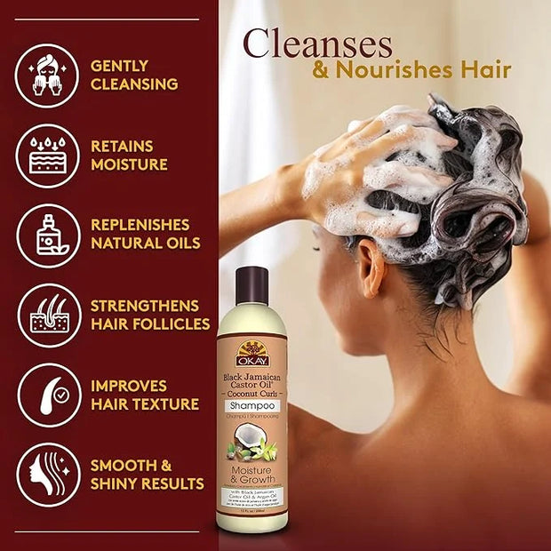 Okay Black Jamaican Castor Oil Shampoo - Natural, Moisturizing Jamaican Castor Shampoo, Strengthen & Restore Damaged Hair ...
