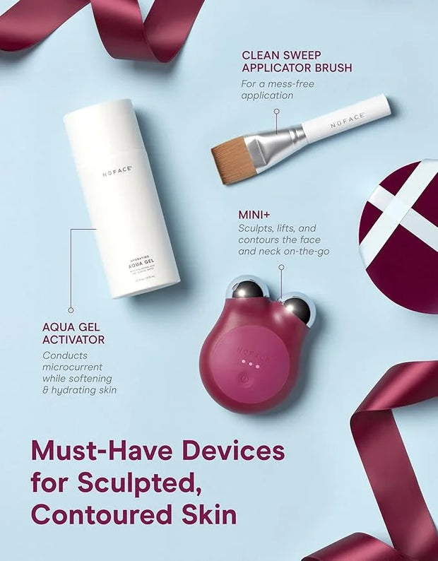 NuFACE MINI+ Microcurrent Facial Device Kit - Limited Edition FDA Cleared Face Massager Device + Microcurrent Gel Activato...