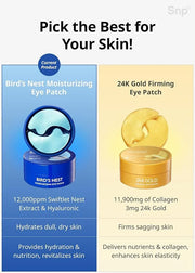 SNP [K Beauty Bird's Nest Aqua Moisturizing Eye Patch | Hydrating and Cooling for All Skin Types | Maximum Hydration Eye P...