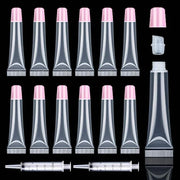 AMORIX 50PCS Lip Gloss Tubes 15ml Pink Cap Lip Gloss Containers Empty Lip Balm Tubes Cosmetic Squeeze Lipgloss Tubes + 2 x...