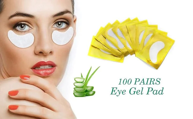 100 Pairs Set Under Eye Pads, Comfy and Cool Under Eye Patches Gel Pad for Eyelash Extensions Eye Mask Beauty Tool (Gold) ...
