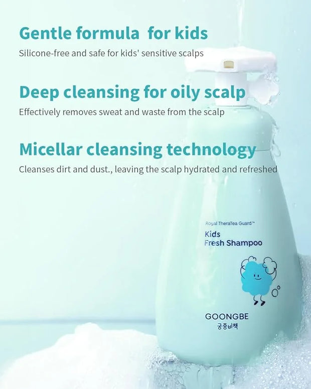 Kids' Fresh Shampoo - Korean Kids Scalp Purifying Shampoo - Gentle Deep Cleansing for Oily, Smelly Scalps - Low pH & Silic...