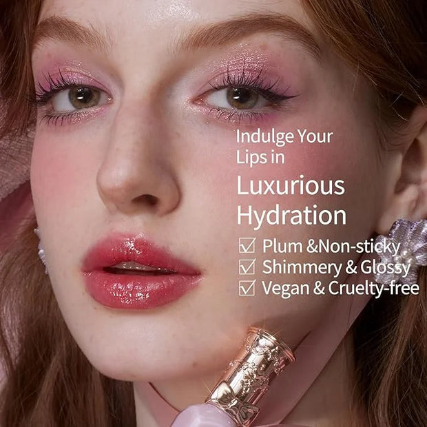 Flower Knows Violet Strawberry Rococo Glowy Lip Gloss G01+G02 +Hair Clips Set - Product Image
