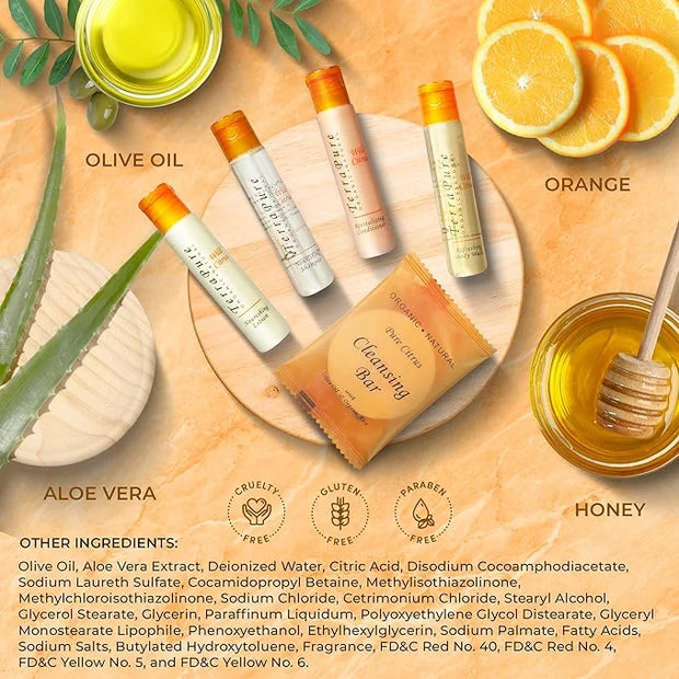 Terra Pure Amenity Kit | Boxed Hotel Toiletries Bulk Set | 1 oz Shampoo, Conditioner, Lotion, Body Wash & Cleansing Bar | ...