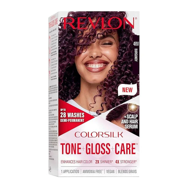 Revlon ColorSilk Tone + Gloss + Care Demi Permanent Hair Color, Dye Kit with Leave-In Scalp and Haircare Serum, 2x Shinier...