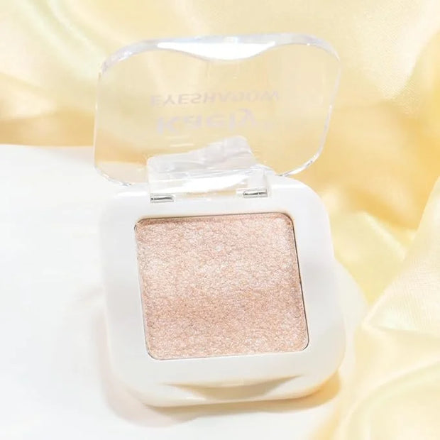 Kaely Pressed Single Eyeshadow Makeup, Pearl White Glitter Highly Pigmented Monochrome Eye Shadow Palette, Waterproof Neut...
