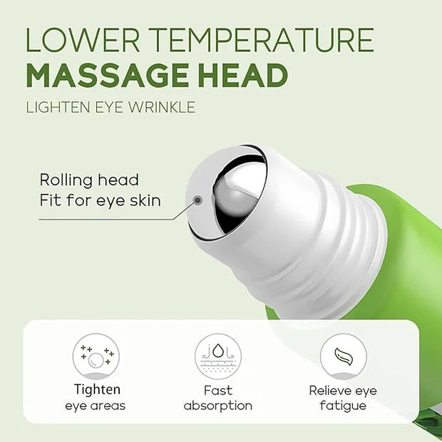 AKARY Green Tea Eye Serum and Under Eye Roller Cream, for Eye Bags Puffiness, Caffeine Eye Cream with 360° Massage Ball Re...
