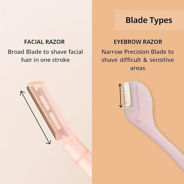 Facial Hair Removal Combo with Face Razor + Eyebrow Razor | Painless & Precision Face Hair Removal | for Eyebrows, Upper L...