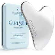 PLANTIFIQUE Gold Under Eye Patches for Puffy Eyes and Dark Circles 5 Pairs and Stainless Steel Gua Sha Facial Tool, Skin M...