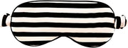 CELESTIAL SILK Mulberry Silk Sleep Eye Mask with Adjustable Elastic Strap (Adjustable, Black/White Stripe) - Product Image