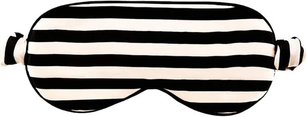 CELESTIAL SILK Mulberry Silk Sleep Eye Mask with Adjustable Elastic Strap (Adjustable, Black/White Stripe) - Product Image
