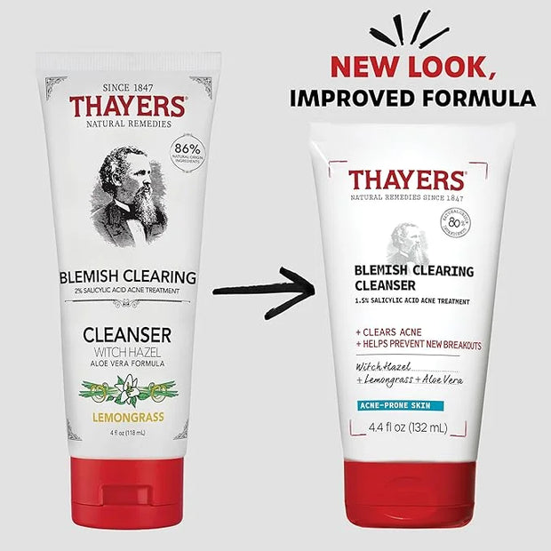 THAYERS Blemish Clearing Face Cleanser with 1.5% Salicylic Acid, Acne Treatment Face Wash, Soothing and Non-Stripping Skin...