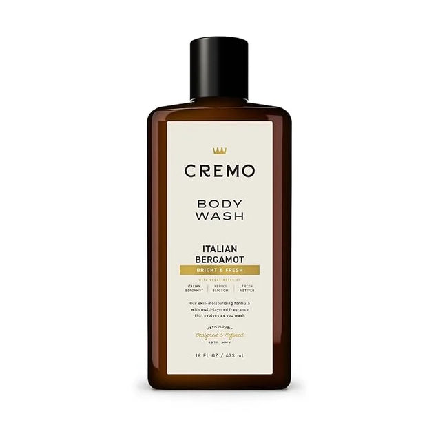 Cremo Body Wash Men, Notes of Italian Bergamot, Neroli Blossom, and Fresh Vetiver, Rich-Lathering Italian Bergamot, 16 Fl ...