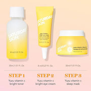 Saturday Skin 3-Piece Skin Care Set Yuzu Vitamin C Sleep Mask Yuzu Vitamin C Bright Toner and Eye Cream Overnight Facial M...