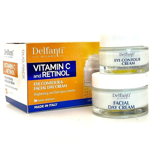 VITAMIN C & RETINOL DUO PACK Full Size Facial Day Cream and Eye Contour Cream • Brightening and Dark Spot Corrector - Prod...