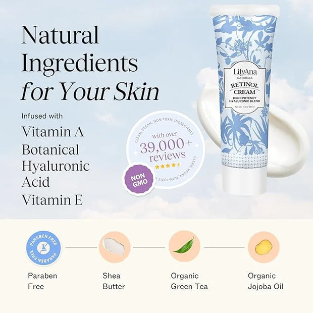 LilyAna Naturals Anti Aging Retinol Face Cream for Women – Wrinkle & Neck Cream for Firming, Retinol Moisturizer for Face ...