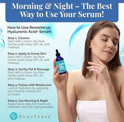 RemeVerse Hyaluronic Acid Serum with Vitamin C & Green Tea Extract - 100% Pure Formulation for Face, Lips & Décolleté - In...