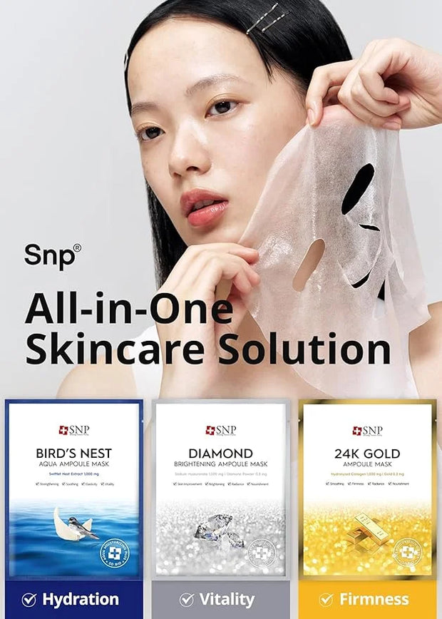 SNP [K Beauty Bird's Nest Aqua Eye Patch & Variety Ampoule Sheet Mask Set - Product Image