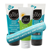 All Good Sport Mineral Sunscreen & Aloe Gel Bundle - UVA/UVB Broad Spectrum SPF 30+, Water Resistant - Includes (2) SPF 30...