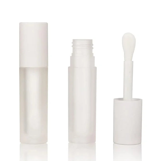 COSIDEA 24 pcs Empty 5ml big brush Frosted lip gloss tube White round lipgloss tubes container with big doe foot wand - Pr...