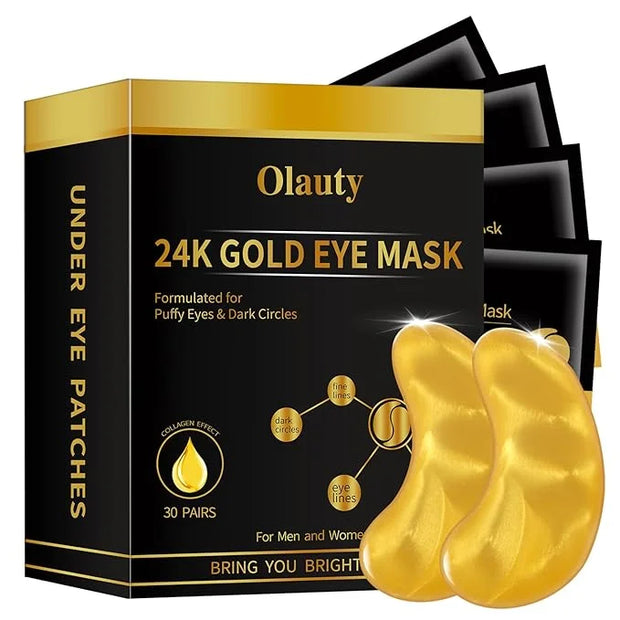 Under Eye Patches (30 Pairs) - 24K Gold Under Eye Mask Enriched with Collagen Reduce Dark Circles, Puffy Eyes, Undereye Ba...