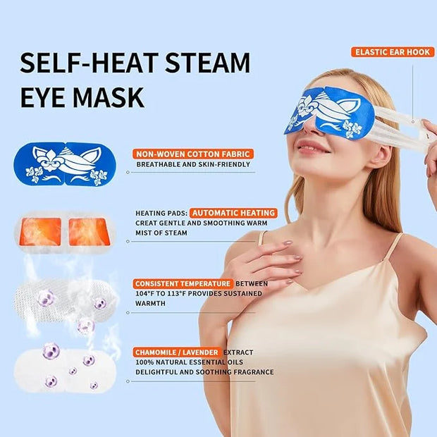 steam Eye mask for Dry Eyes,self-Heating Eye mask for Sleeping,SPA,Relief Stress and Eye Fatigue (10 pcs, Chamomile) - Pro...