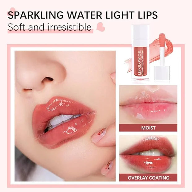 Plumping Lip Oil,Hydrating Lip Gloss Tinted Lip Balm Lip Care Transparent Toot Lip Oil,Big Brush Head Glass Lip Glow Oil F...
