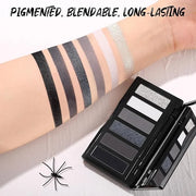 Black Eyeshadow Palette with Mirror Silver Gray Black Tones Matte Shimmer Smokey 6 Colors Mini Eye Shadow Pallet Travel Si...