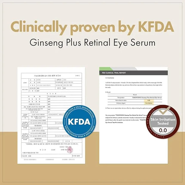 Ginseng Plus Retinal Eye Serum with Retinal Niacinamide Bakuchiol Correction for Puffy Eye Bags Fine Lines Dark Circles Wr...