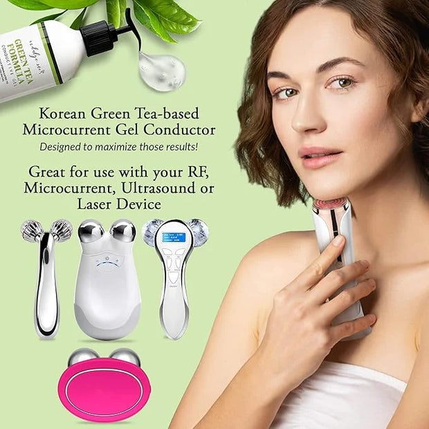 Facial Conductive Gel for Microcurrent Device with Korean Green Tea Extract, Aloe Leaf Water, Hyaluronic Acid - Primer Con...