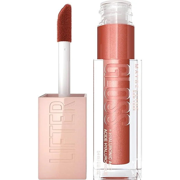 Maybelline Lifter Gloss, Hydrating Lip Gloss with Hyaluronic Acid, High Shine for Plumper Looking Lips, Topaz, Terracotta ...