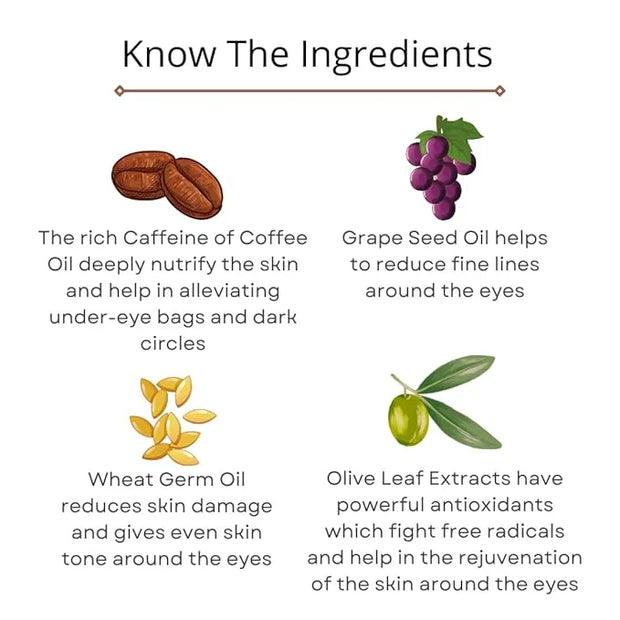 Omorfee 100% Organic Regenerative Caffeine Eye Cream, Eye Serum for Dark Circles, Puffiness, Bags Under Eye, Eye Brighteni...