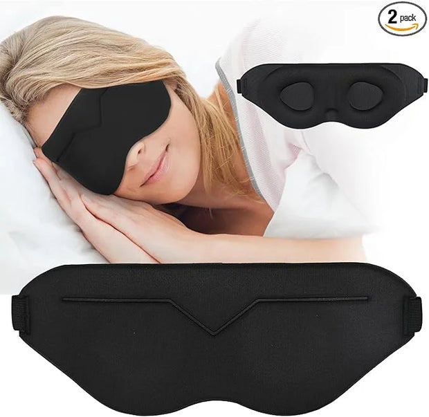 Sleep Eye Mask for Men Women 3D Contoured Cup, Concave Molded, Block Out Light, Molded Soft Comfort Eye Shade with Adjusta...