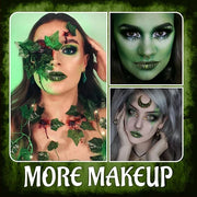 Green Matte Liquid Lipstick Set with Black Eyeshadow Powder, Halloween Goth Lip Gloss Waterproof Longlasting DIY Cute Uniq...