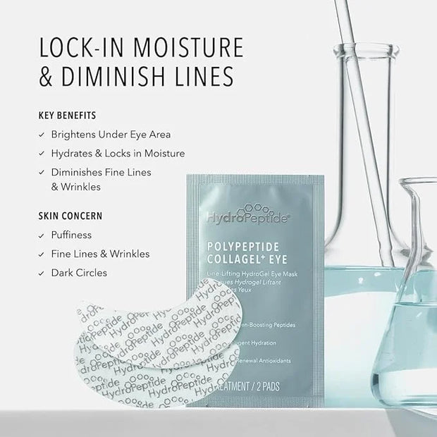 HydroPeptide PolyPeptide Collagel Eye Masks, Line-Lifting Hydrogel Under Eye Patch, Firmer Appearance & Hydration & Dark C...