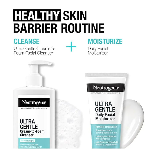 Neutrogena Ultra Gentle Fragrance Free Daily Face Moisturizer, Facial Moisturizer for Sensitive & Dry Skin with CICA, Pro-...