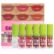 6 Pcs Colorful Fat Lip Oil Hydrating Lip Gloss Set with Long-lasting and Moisturizing Glass Water Lip Stain for Lip Care a...
