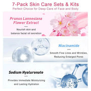 Skin Care Set JAPAN-SAKURA Women Beauty Gift Sets Skin Care Kit, Self-Care Skincare Set: Cleanser,Toner,Serum,Cream,Mud Ma...
