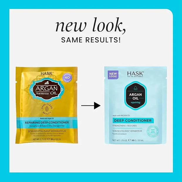 HASK Charcoal Clarifying Dry Shampoo Duo (4.3oz-Qty 2) & Argan Oil Repairing Deep Conditioner Packette, Aluminum-Free, Sul...