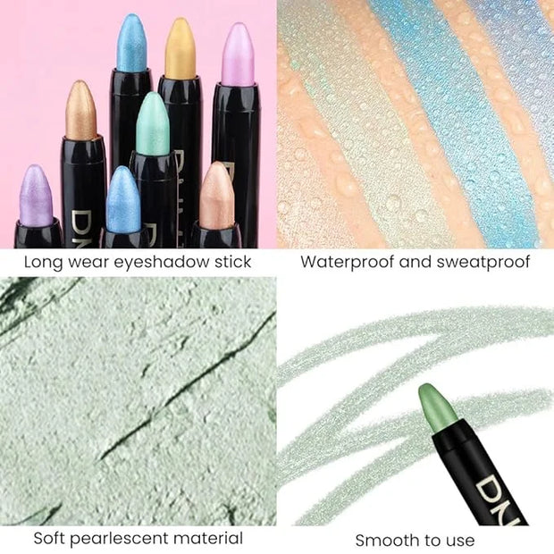 evpct Greenish Cyan Shimmer Cream Eye Shadow Brightener Sticks Set for Eyes, Cyan Shimmery Matte Pencil Eye shadow Applica...