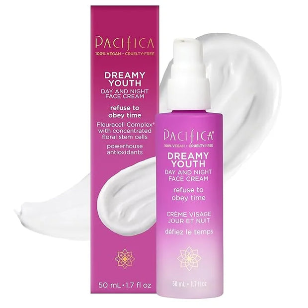Pacifica Face Moisturizer Lotion - Dreamy Youth Day & Night Face Cream, Daily Skincare, Grapeseed Oil, Peptides, Hydrating...