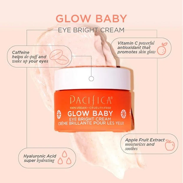 Pacifica Glow Baby Face Lotion & Eye Cream Set of 2 – Brightening Vitamin C Moisturizer + Depuffing Eye Cream with Caffein...