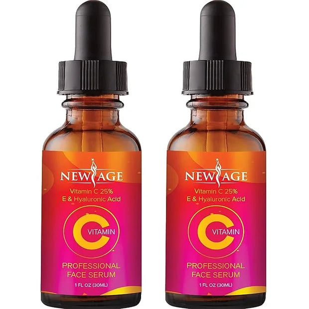(2-PACK) Vitamin C Serum with Hyaluronic Acid for Face and Eyes - Natural Anti Aging Eye Serum - Facial Serum Fades Age Sp...